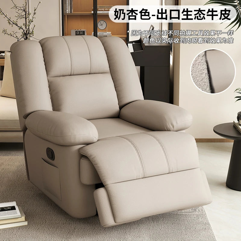 fauteuil relax contemporain cuir gris bois simple moderne poignées bouton commande