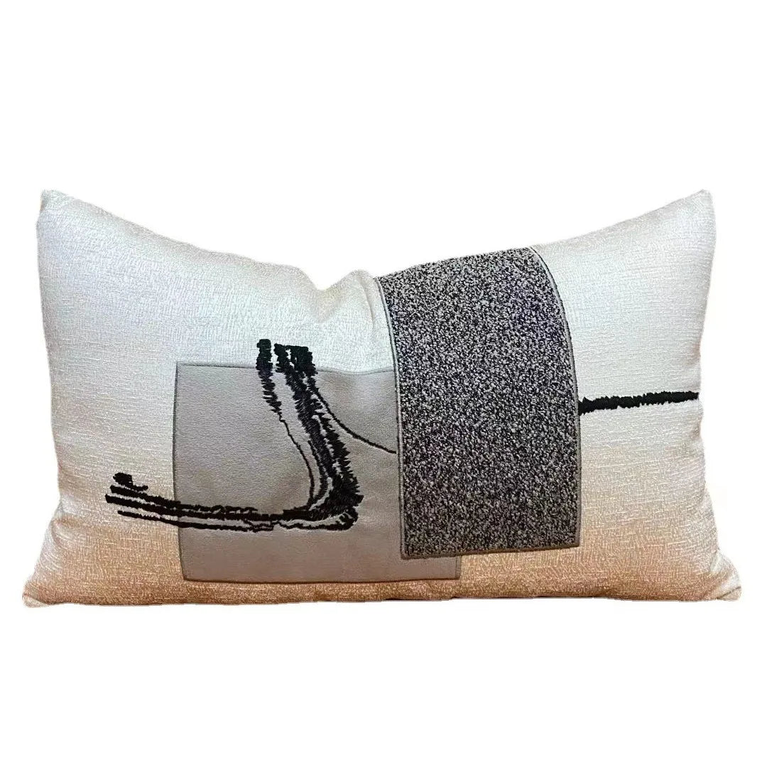 taies d'oreillers patchwork géométrique blanc noir décoratives modernes adhésives maison voiture 45x45cm 30x50cm