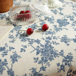 nappe plaid motif floral champêtre table extérieure mariage fête beige bleu rustic