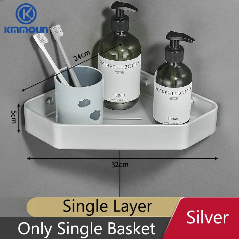étagère d'angle aluminium noir mat salle bain moderne étagère gris mat salle douche clips