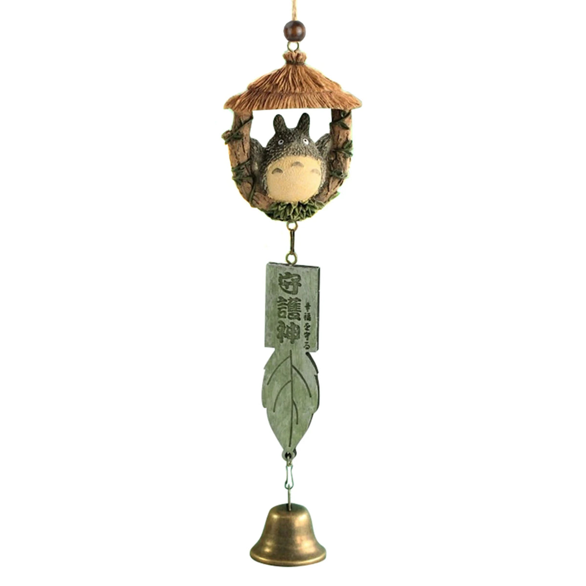 ornements résine cloches jardin japonais totoro animal compagnie motifs bois opaque artisanal