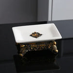 support savon céramique blanc doré ornements classique baroque pièce pied sculpté