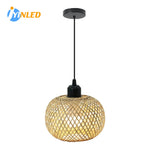 lampe suspendue tissage bambou naturel moderne artisanale pince e27 câble suspension adjustable chambre restaurant