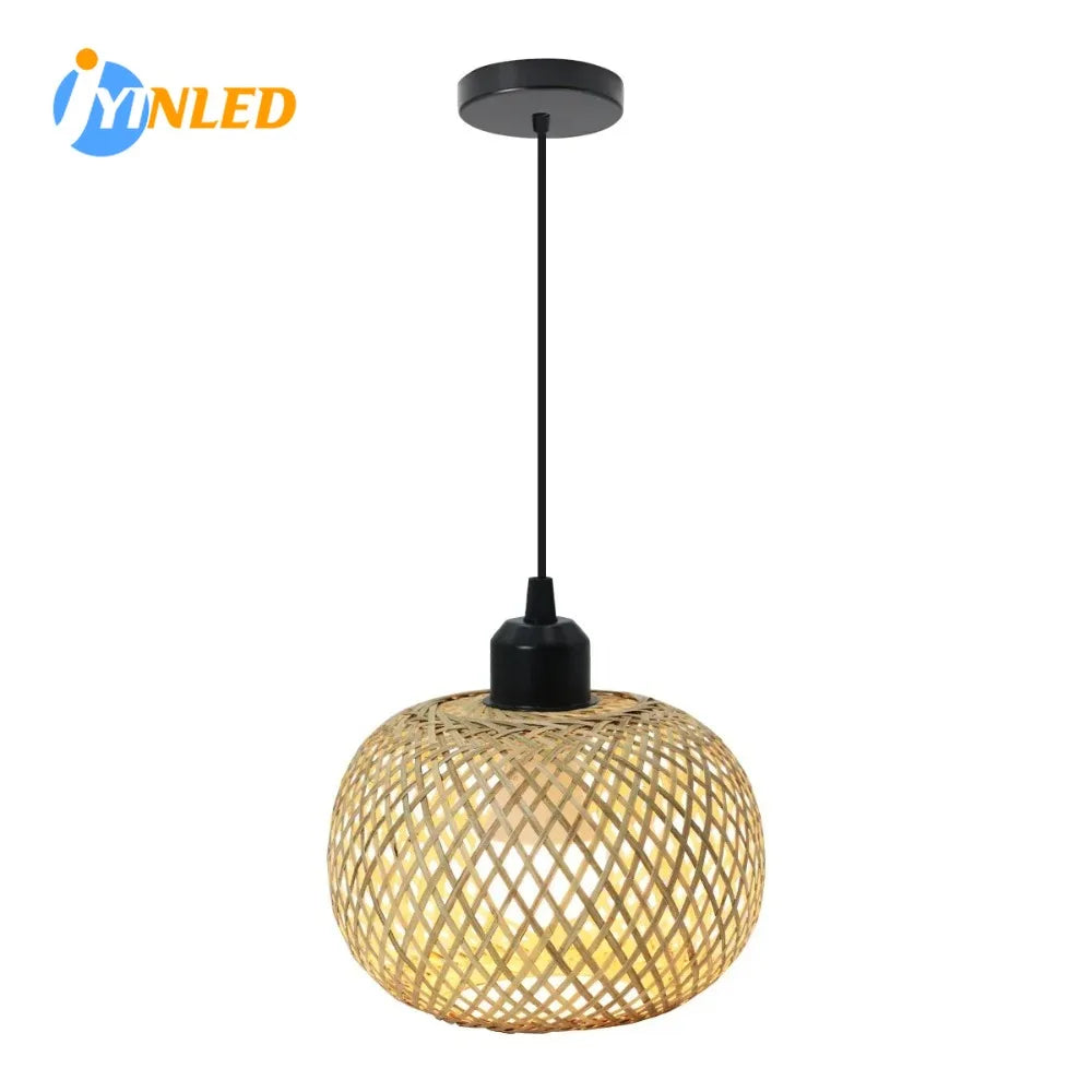 lampe suspendue tissage bambou naturel moderne artisanale pince e27 câble suspension adjustable chambre restaurant