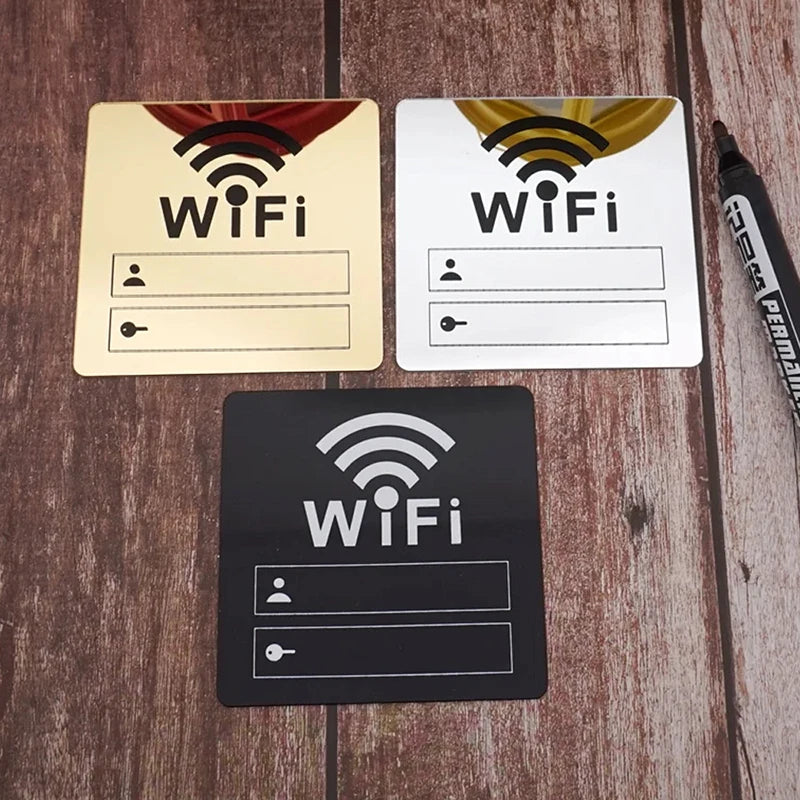 panneau wi fi adhésif acrylique moderne blanc noir doré réinscriptible stylo inclusWiFi