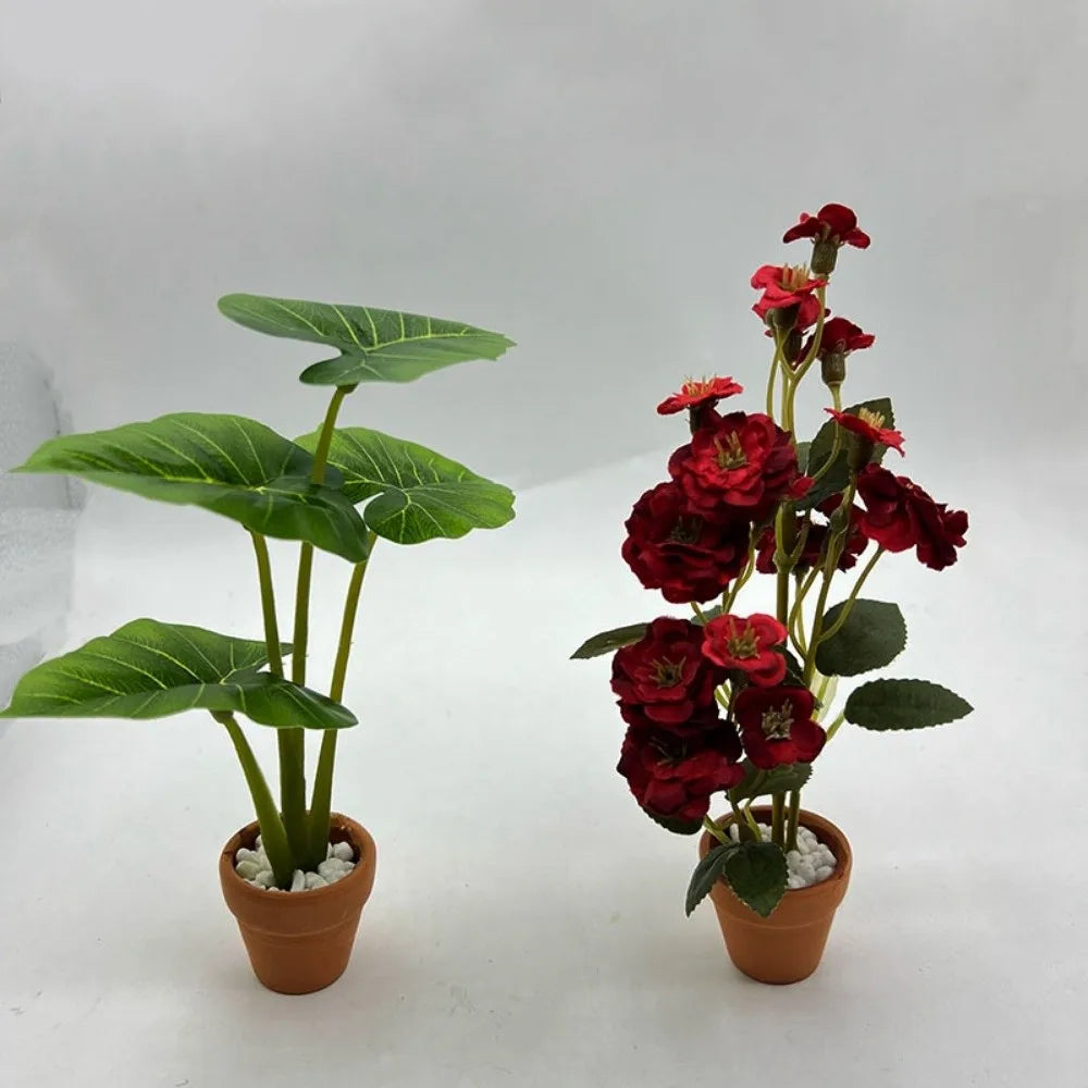 fleurs artificielles miniature verre transparent divers motifs floraux pot petite pierre étiquetteextérieur nature