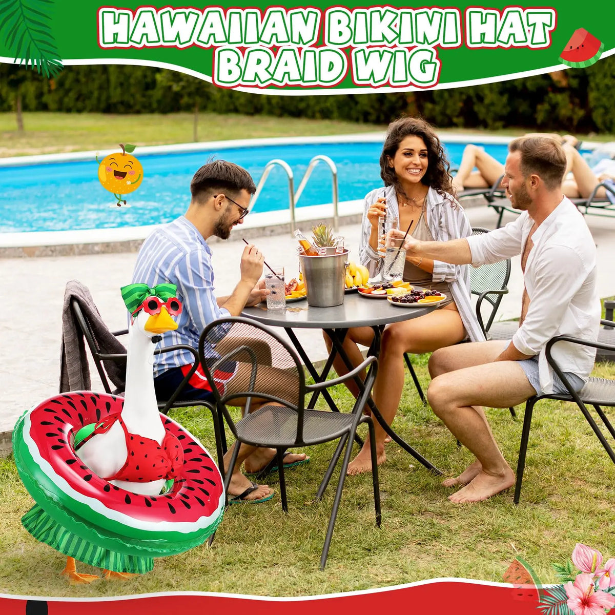 bouée piscine pastelle bikini chapeau nœud papillon été rouge vert blanc