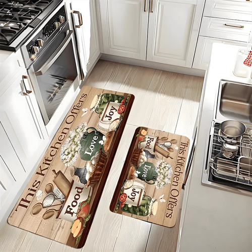 tapis moderne cuisine fruits légumes noir blanc salon décoration joyeuse ustensiles kitchen thèmes