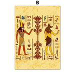 toile d'art égyptienne rétro personnages historiques animaux compagnie moderne jaune marron verte bleu noire