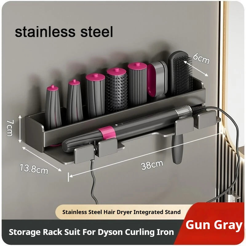étagère mural moderne aluminium noir clips cheveux organisation salle bain cheveux brosse parfum
