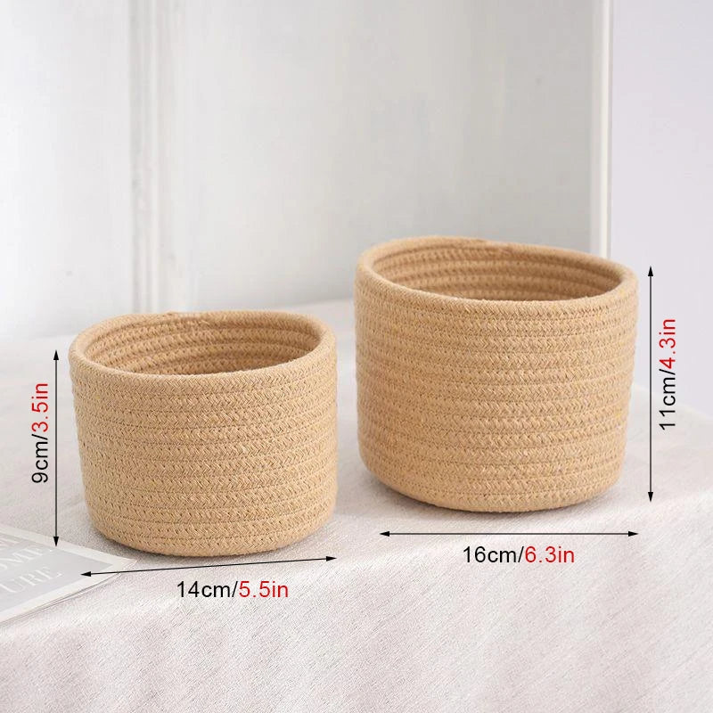 paniers rangement tissés motifs géométriques blanc rose violet beige jaune modernes réutilisables respectueux environnement