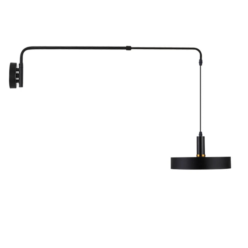 lampe murale industrielle abatjour conique bras articulé noir lumière jaune minimaliste