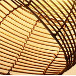 lampe suspendue marron clair rattan tressé moderne rustique chaîne métallique