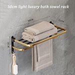 ensemble rangement salle bain noir doré moderne porte serviettes brosses savonnette clips élégant