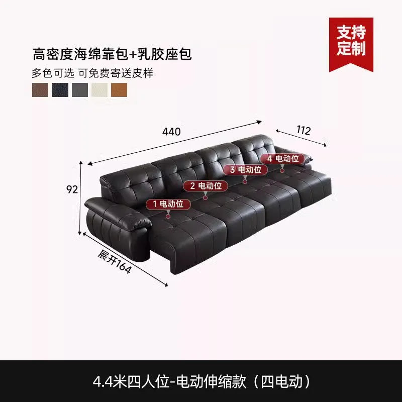 Canapé lit moderne simili cuir noir oreillers variable bed électrique 285cm