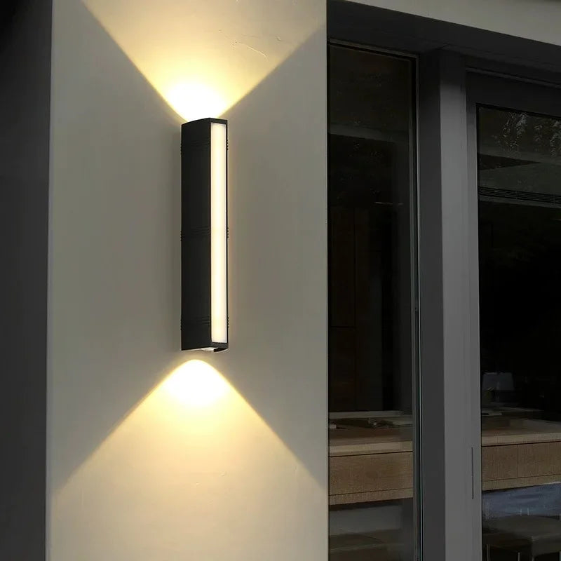 applique murale led étanche moderne lumière blanche chaude porte jardin noir rectangulaire