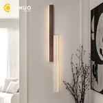 applique murale moderne pierre naturelle marron foncé led mur 130cm cuisine chambre salon