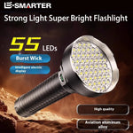 torche led rechargeable 50w intense 500m lumiere blanche noire robuste camping pêche