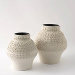 vase céramique moderne blanc texture tissée décoration intérieure plié