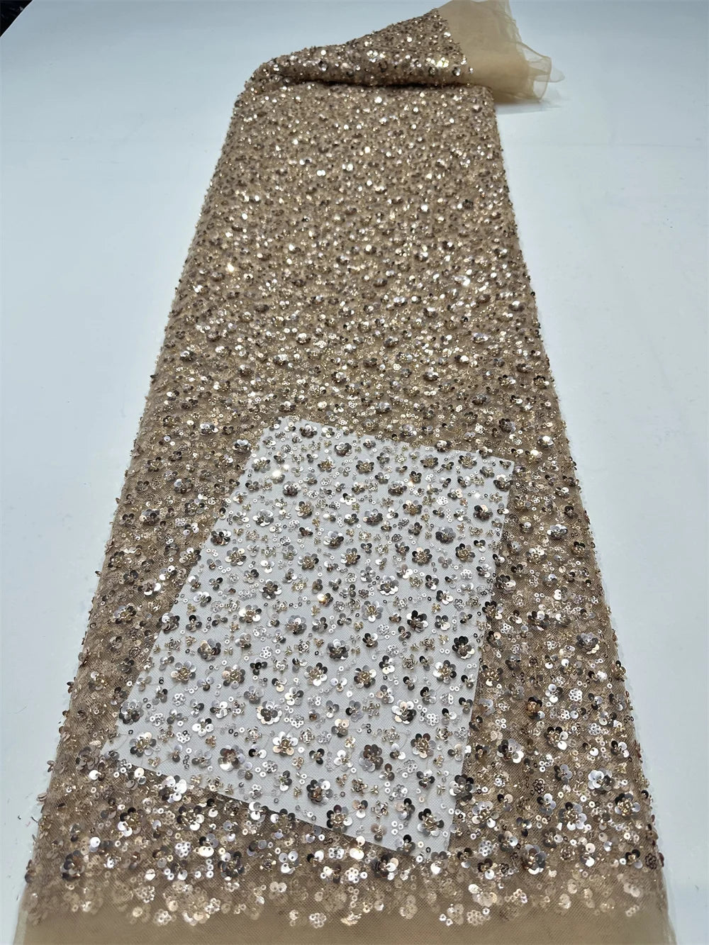 tissu décoratif blanc paillettes fleurs élégant festif polyester coton imperméable occasion mariage haute qualité