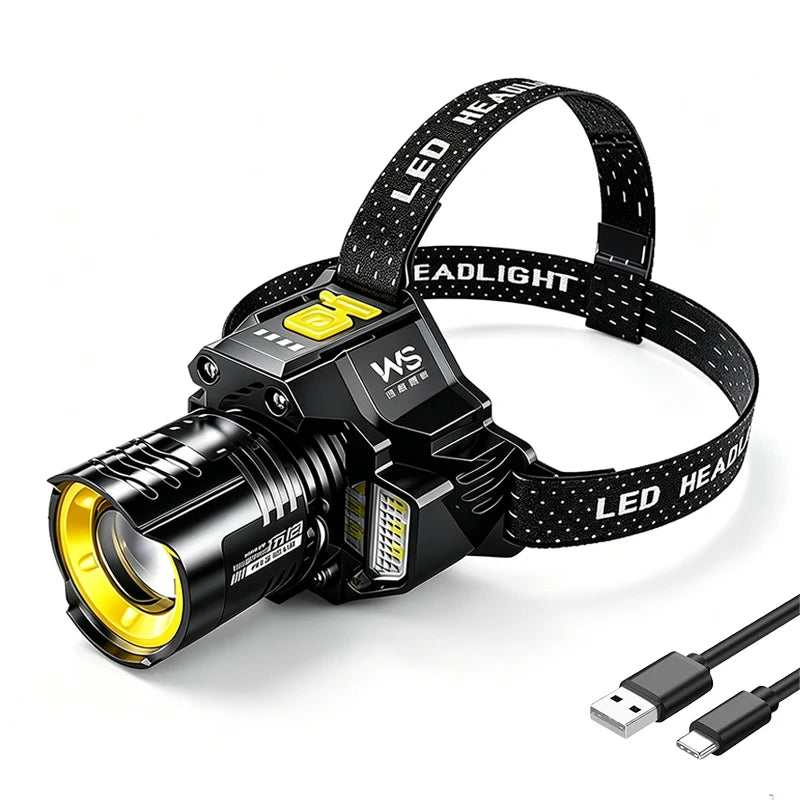 lampe torche noire orange ajustable rechargeable usb sensor mouvement induction switch moderne fonctionnelle