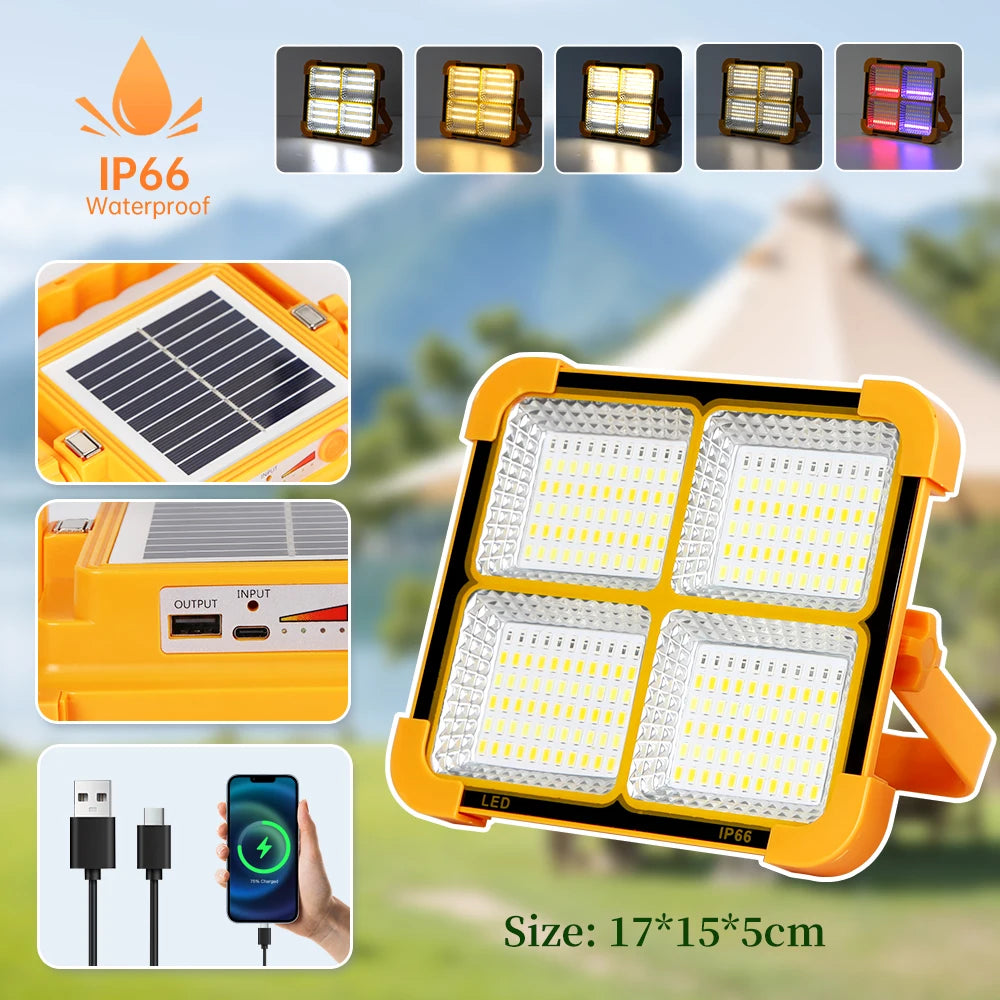 lampe solaire multifonctionnelle portable orange verre trempé transparent moderne panneau solaire affichage batterie contrôle