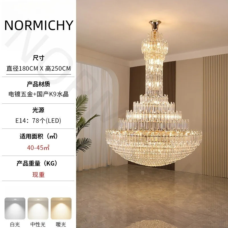 lustre cristal doré suspension salon hall lumière classique 20 sources 90v 260v
