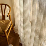 rideau moderne transparent rayures diagonales beige clair fenêtre française anneaux polyester