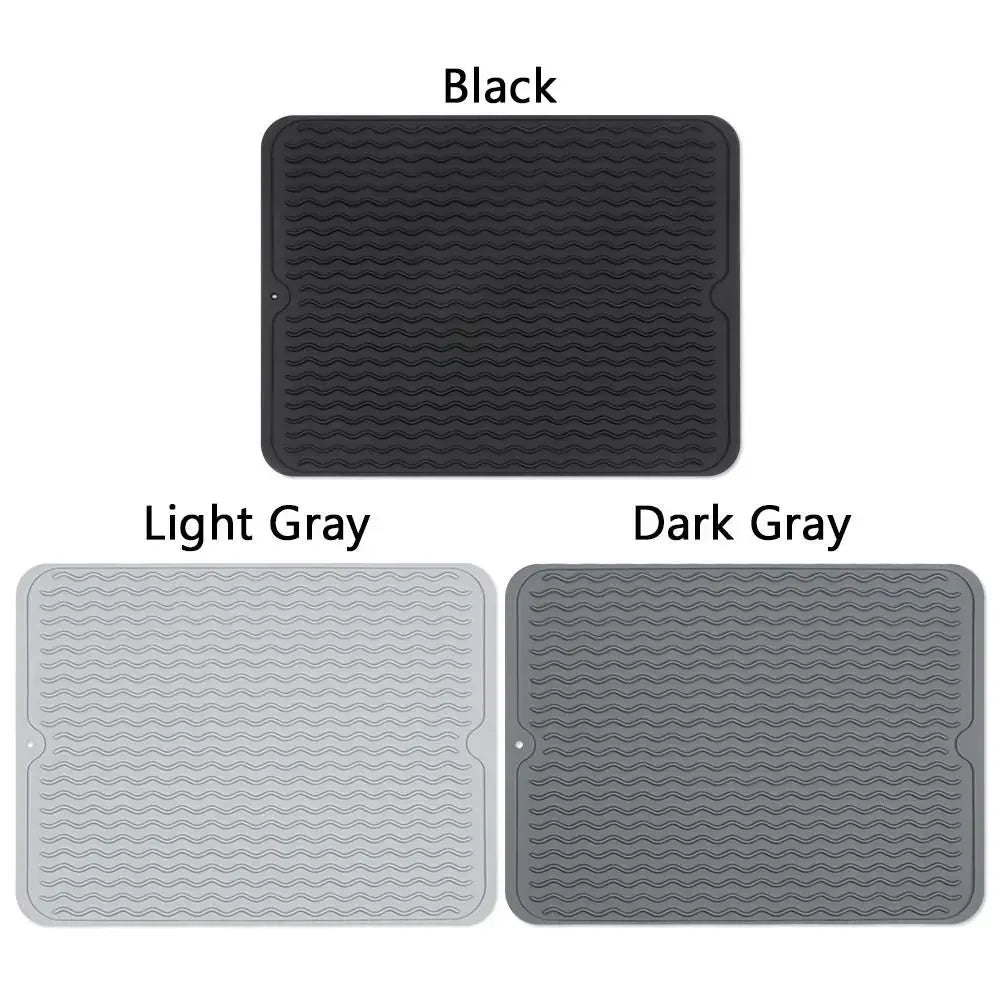 tapis table silicone rectangulaire moderne rayures ondulées gris noir protection cuisine support vaisselle