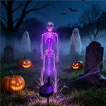 éclairage solaire squelette violet orange halloween jardin moderne translucide led allée festive