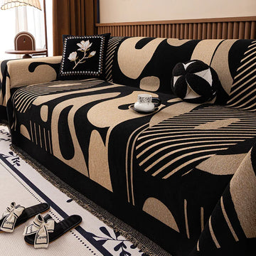 housse canapé tissu chenille motif géométrique moderne protection salon fauteuil grande taille intérieur