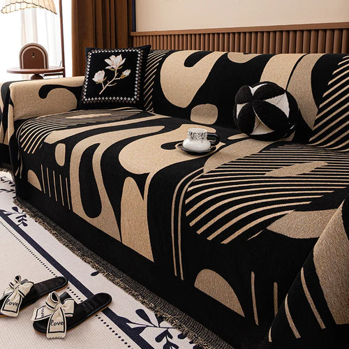housse canapé tissu chenille motif géométrique moderne protection salon fauteuil grande taille intérieur