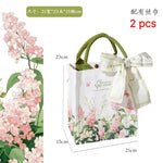 sac main toile fleurs blanc vert rose élégant réutilisable écologique poignées vertes