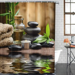 Rideau de douche décoratif dans une salle de bains moderne