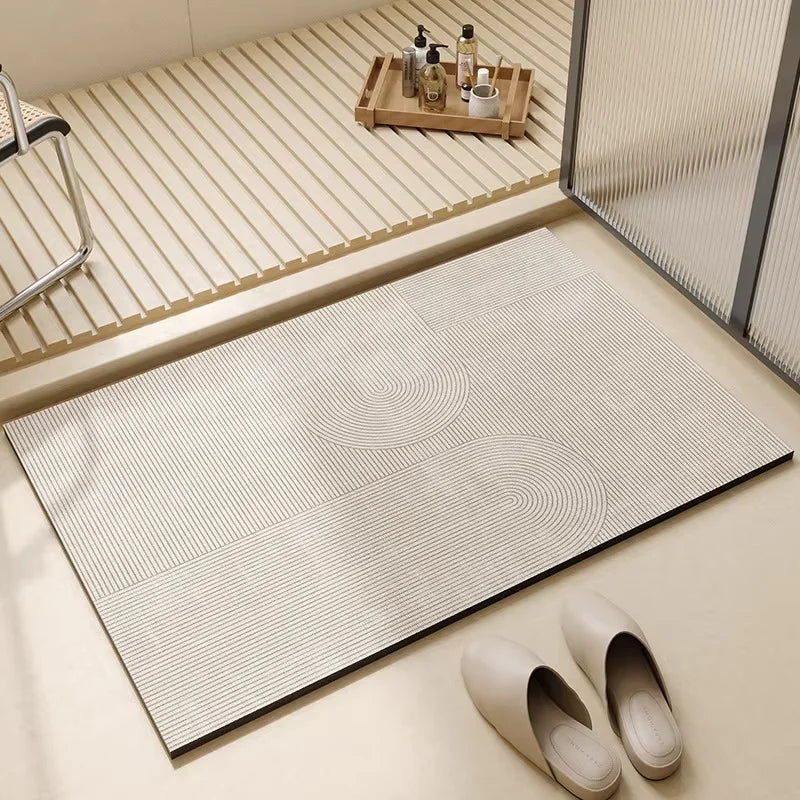 tapis solide moderne beige antidérapant imperméable facile entretenir bain chambre