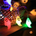 guirlande lumineuse halloween fantômes souriants led blanc jaune vert rose bleu festive vacances