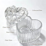 boîte bijoux transparente rayures verticales classique forme cœur couvercle noeud.storage