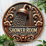 plaque decorative ornementale fleur texte shower room dorée artisanale classique mur decoration chambre salle