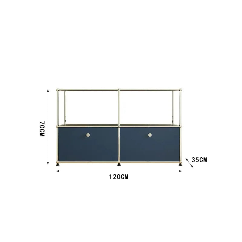 meuble tiroirs bleu marine moderne pieds ronds tiroirs store living room bois métal