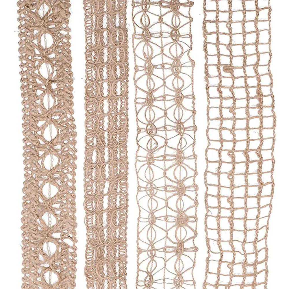 ruban jute beige motif géométrique rustique double face emballage cadeau decoration maison