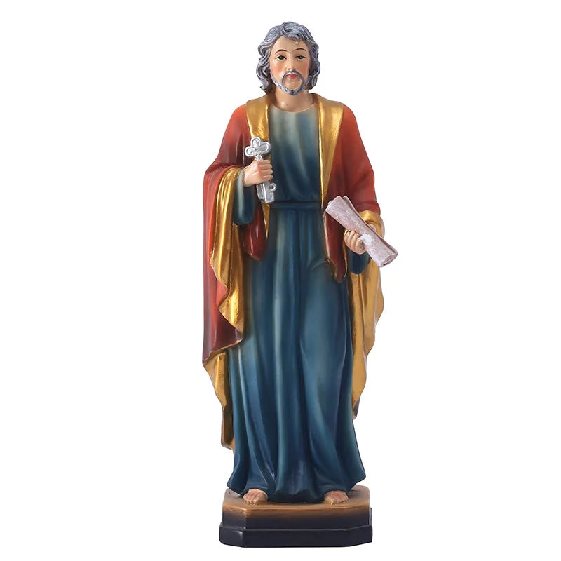 statue résine saint pierre apôtre 21cm clés ciel décoration religieuse maison