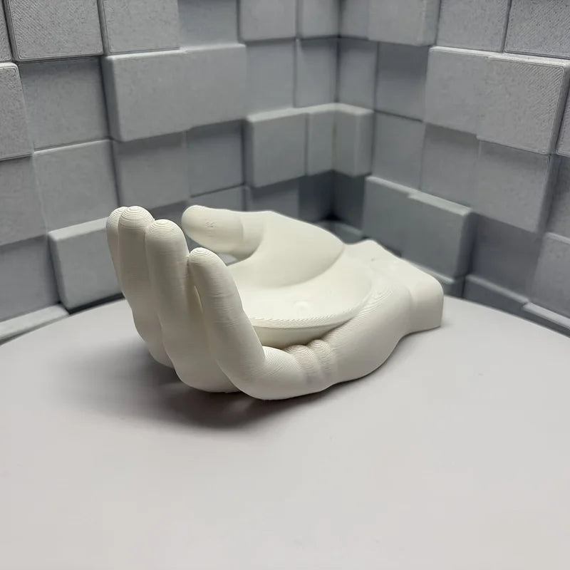 porte clés bijoux rangement main ouverte texture blanche moderne sculptural