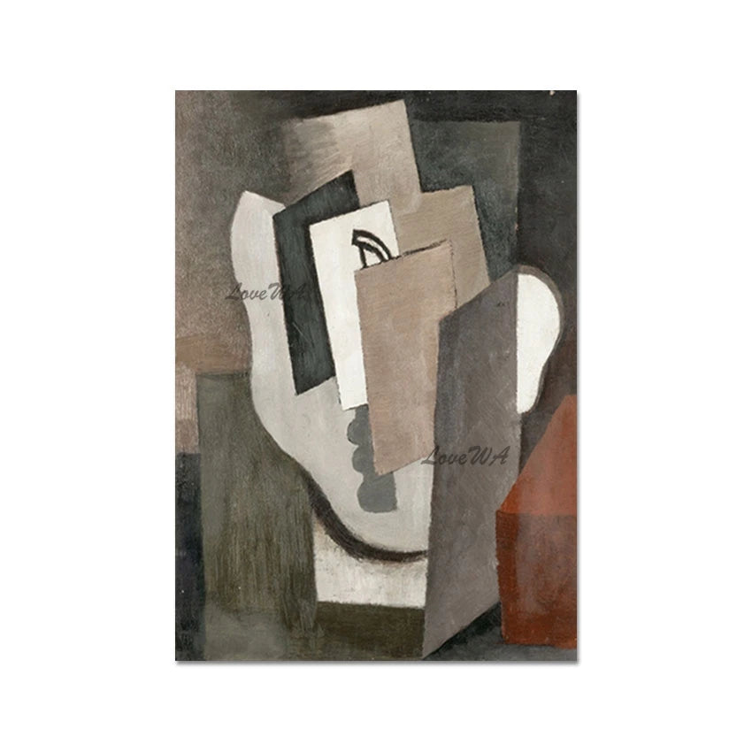 tableau moderne abstrait toile huile sans cadre gris rouge vertical