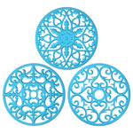 tapis table silicone moderne bleu vert rose motif floral clips