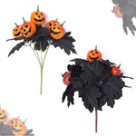 décoration halloween citrouille feuilles noires bouquet artificiel soie vase tableextérieur 32cmbranches