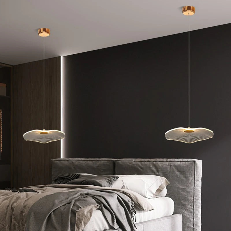 Suspension feuille lotus acrylique blanc doré moderne chambre étude