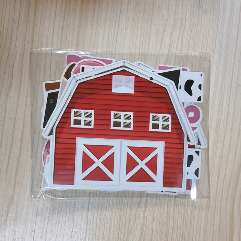 guirlande lettres happy birthday animaux fermiers décorative occasion anniversaire enfants porcs vaches poulets motifs