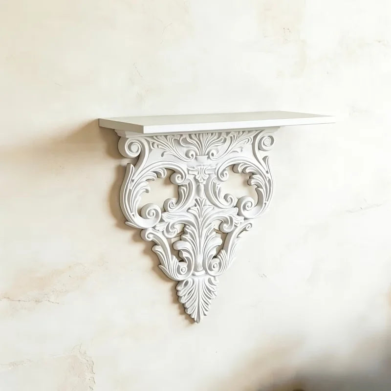 étagères murales décoratives baroques réutilisables noir blanc volutes florales vintage