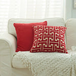 coussin patchwork géométrique bleu gris moderne 45x45cm polyester cotonversible décoration intérieure