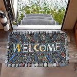 tapis sol camping décoratif motif chien arbres bienvenue extérieur intérieur antidérapant coton beige